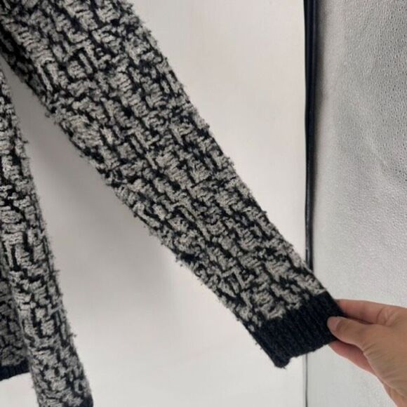 Loft Women's Marbled Wool Blend Open Front Cardigan Sweater Gray Black Size XL - Picture 8 of 10